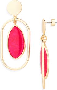 Nordstrom Framed Semiprecious Stone Oval Drop Earrings