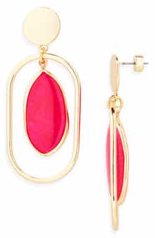 Nordstrom Framed Semiprecious Stone Oval Drop Earrings