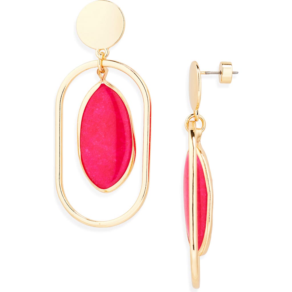 Nordstrom Framed Semiprecious Stone Oval Drop Earrings