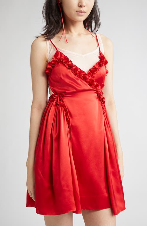 Simone Rocha Negligee Satin Patchwork Ballet Dress In Red