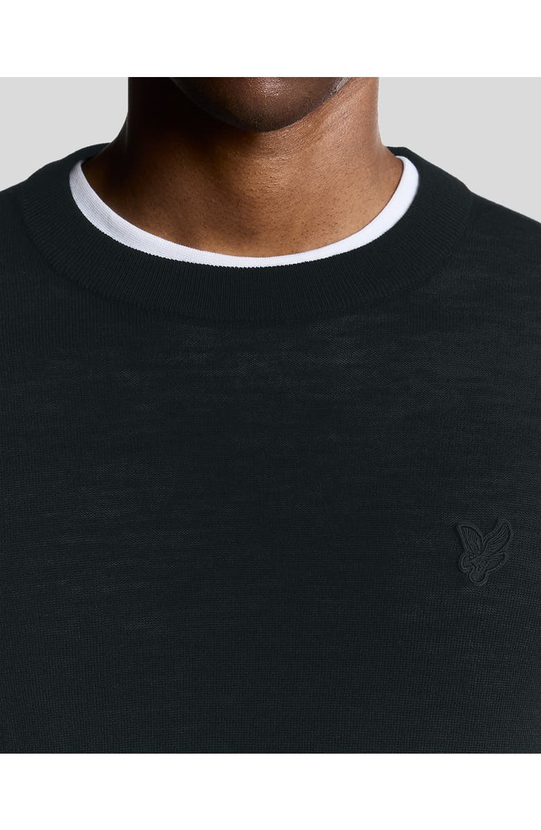 Lyle & Scott Tonal Eagle Merino Crew Neck Sweater, Alternate, color, Jet Black