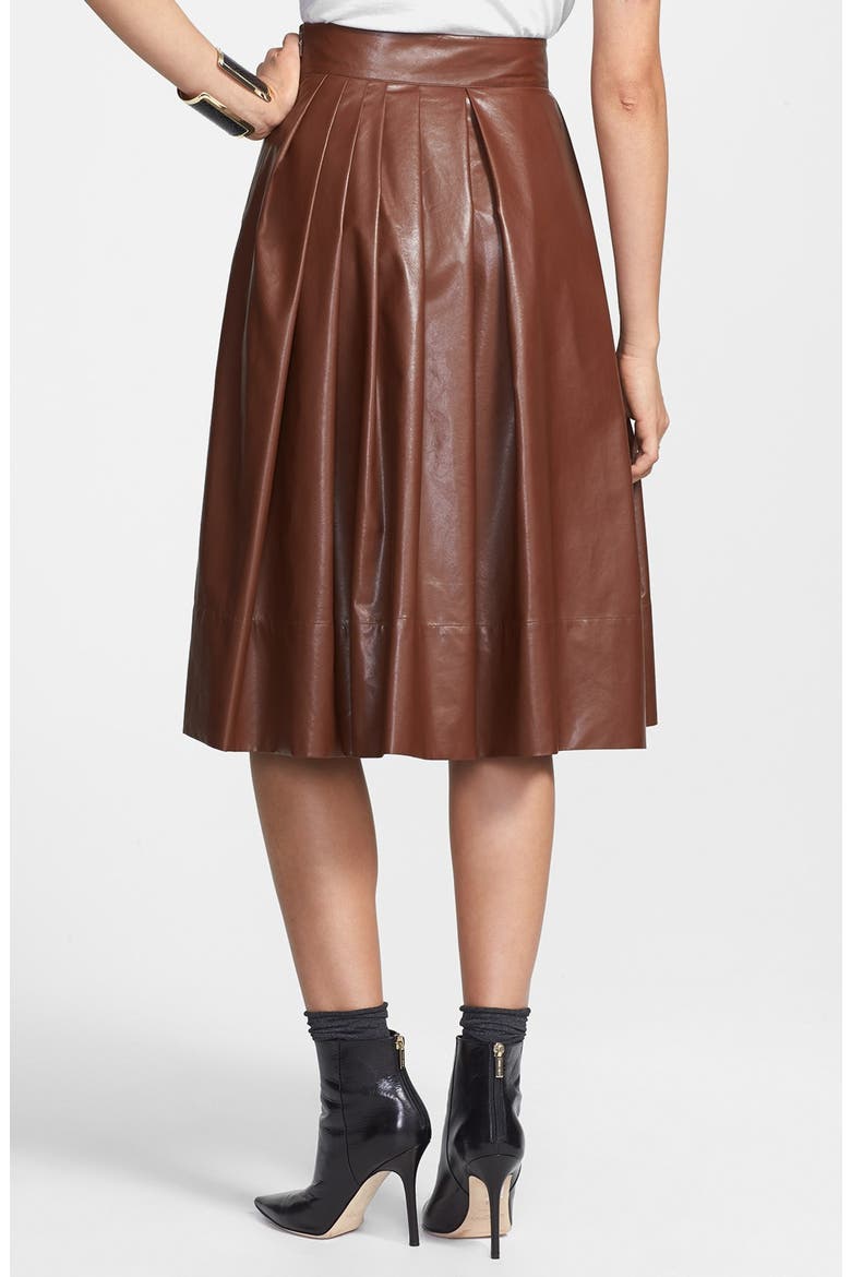 Pleated Faux Leather Town Skirt, Alternate, color, COGNAC
