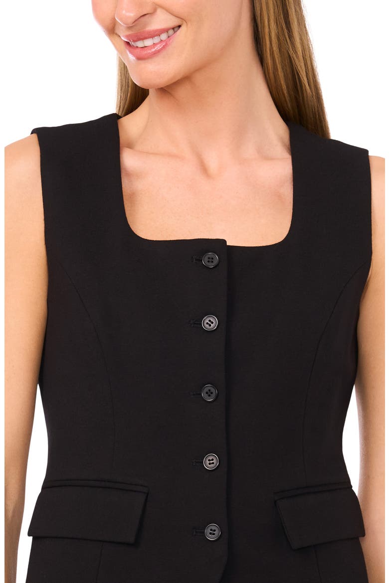 Square Neck Ponte Vest, Alternate, color, RICH BLACK