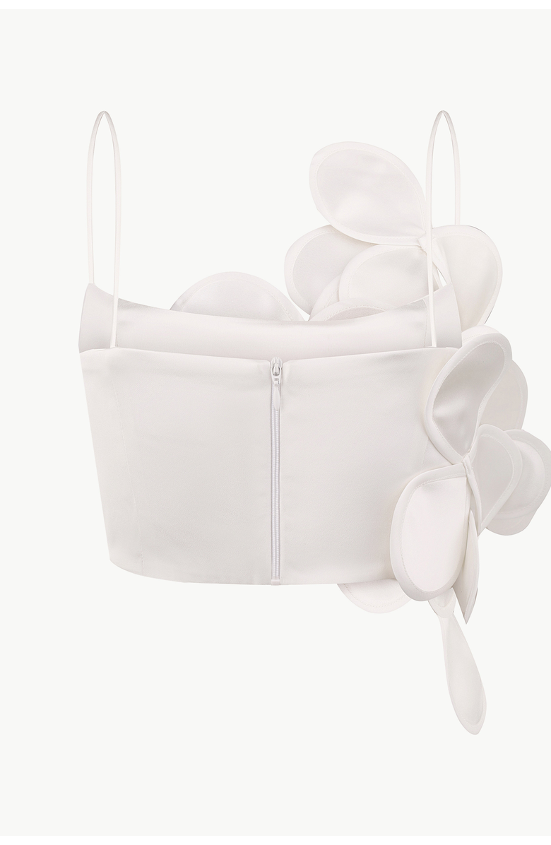 Malva Florea Wedding-Style Mini Top With Floral Appliqus, Alternate, color, Ivory