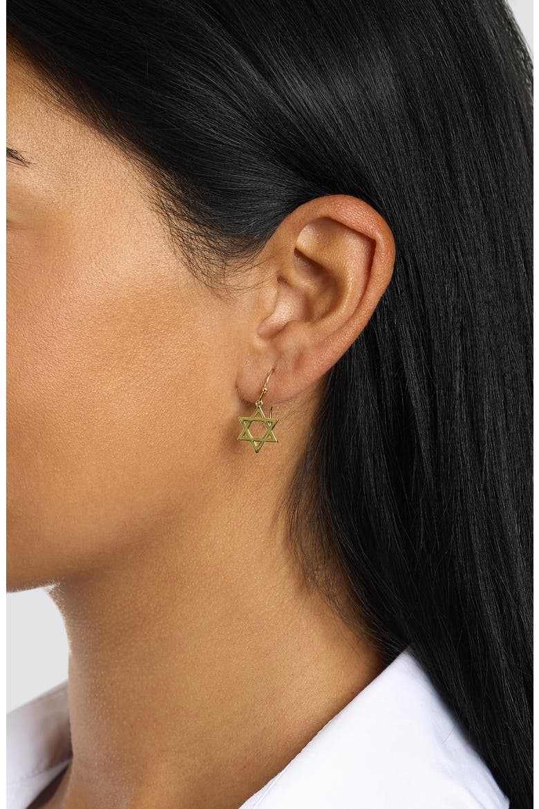 Star of David Drop Earrings, Alternate, color, GOLD