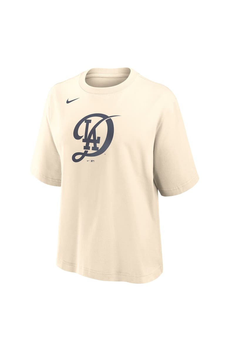 Nike Women's Nike Natural Los Angeles Dodgers City Connect Logo Boxy T-Shirt, Alternate, color, 