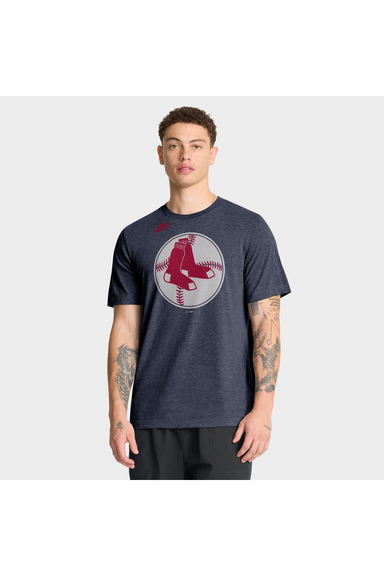 Men's Nike Heather Navy Boston Red Sox Cooperstown Logo Tri-Blend T-Shirt, Main, color, Heather Navy