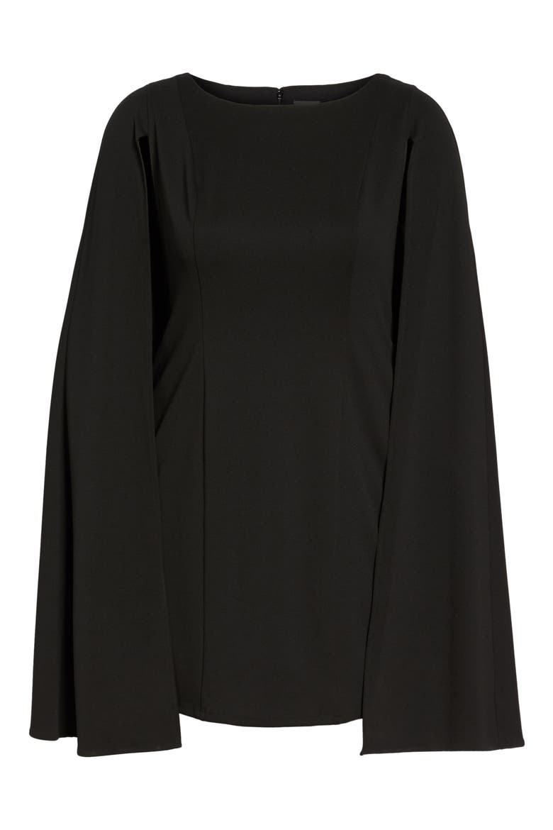 Cape Sheath Dress, Alternate, color, BLACK