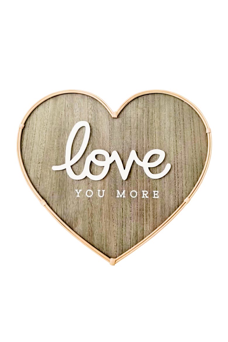 Love You More Heart Wall Decor, Main, color, Brown