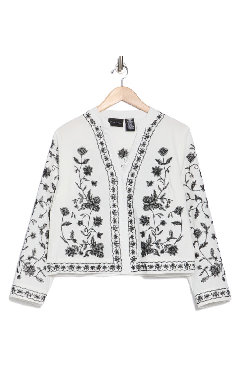 Floral Embroidered Button-Up Shirt