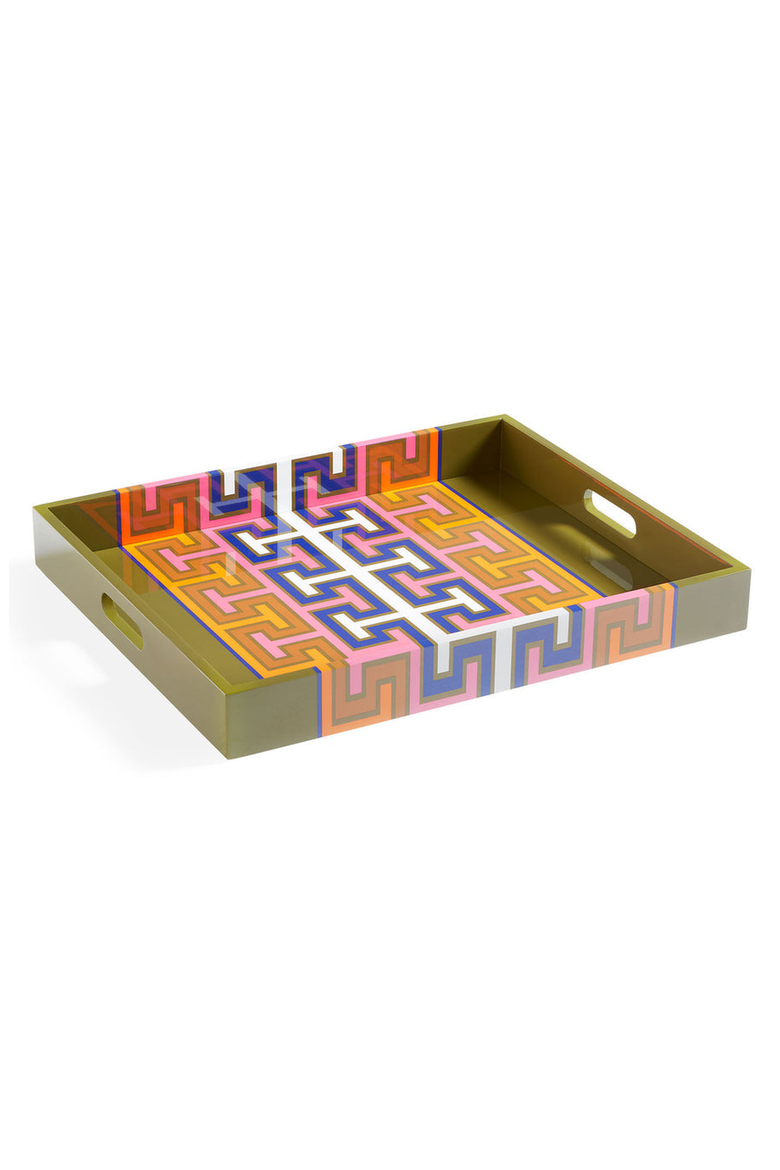 Madrid Lacquer Tray, Alternate, color, Olive Green / Multi