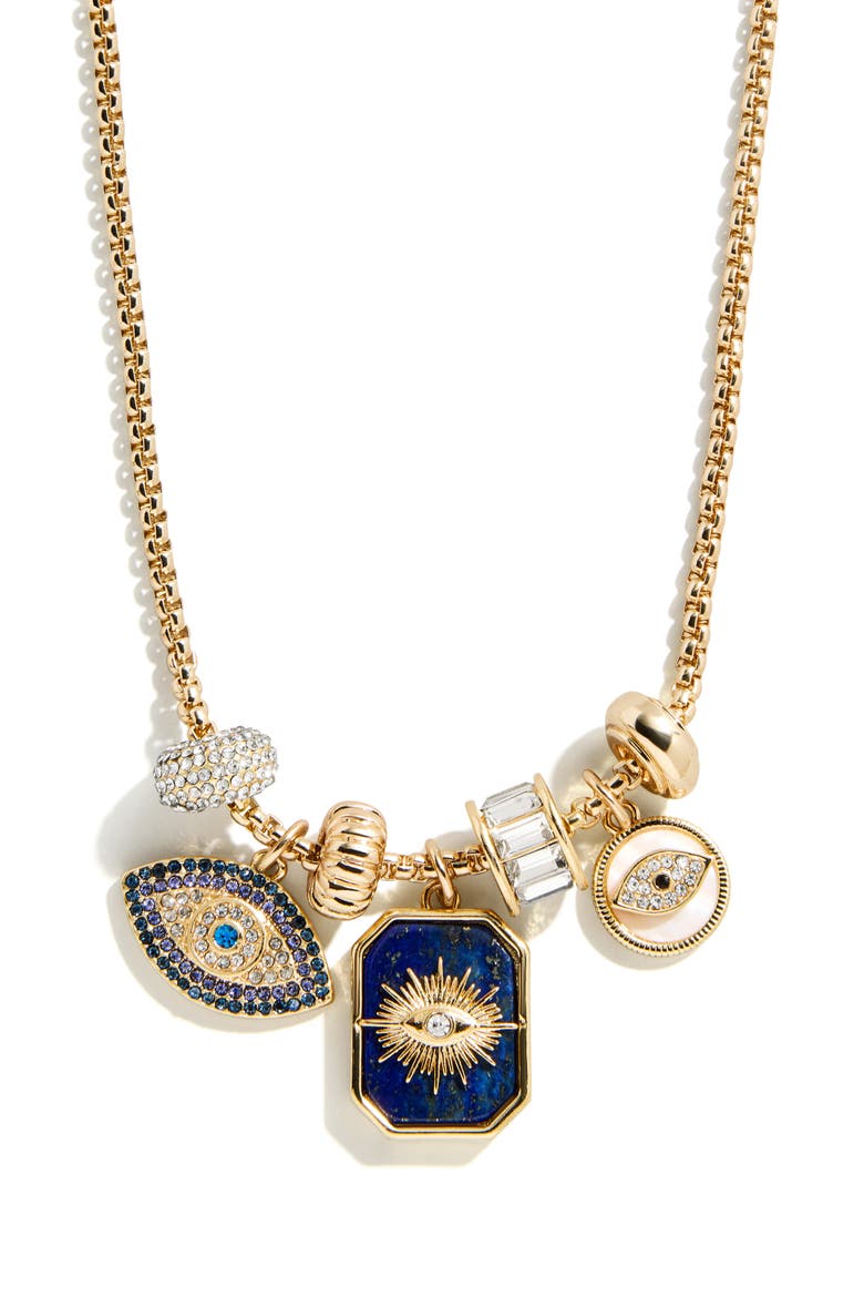 Evil Eye Charm Necklace, Main, color, NAVY MULTI