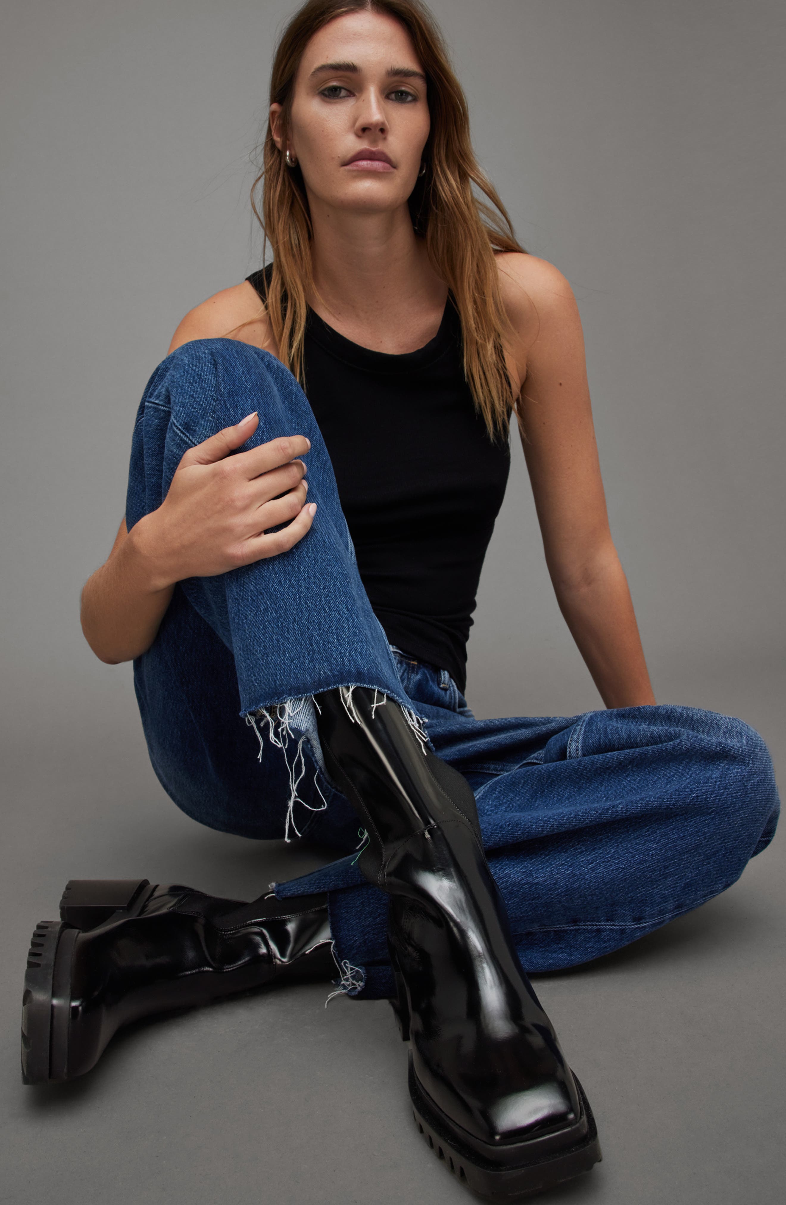 AllSaints Skarlet Block Heel Chelsea Boot, Alternate, color, 