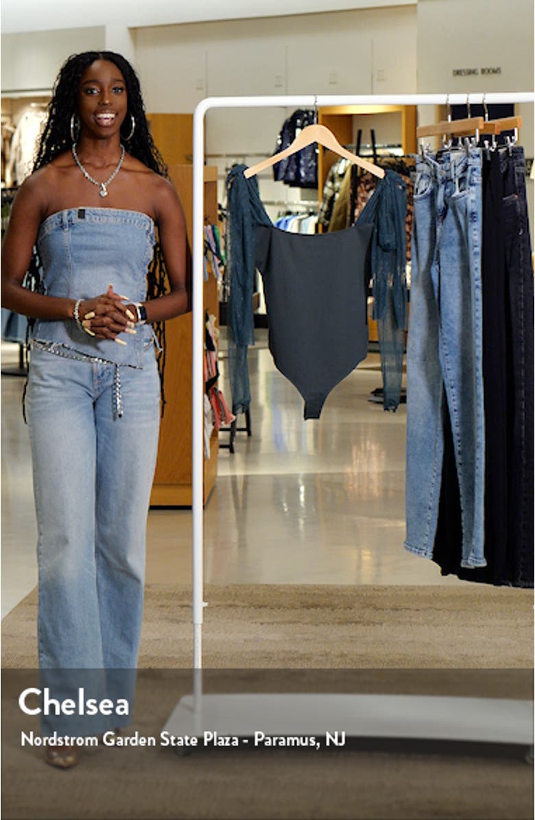 Tongue Tied Mesh Sleeve Tie Shoulder Bodysuit, sales video thumbnail