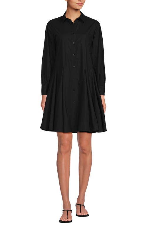 LANDS' END LANDS' END POPLIN BUTTON FRONT DRESS WITH GODETS 