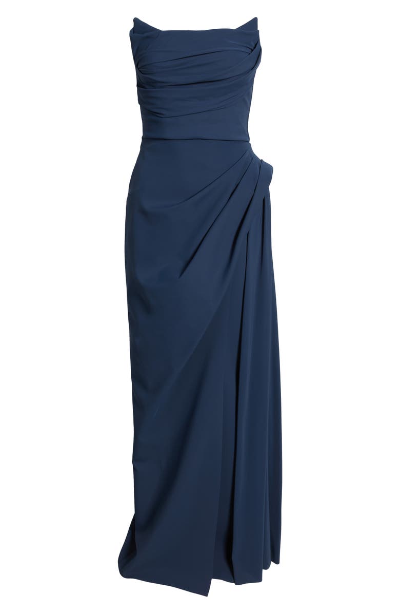 Chiara Boni La Petite Robe Dotai Strapless Gown, Alternate, color, Arctic Blue
