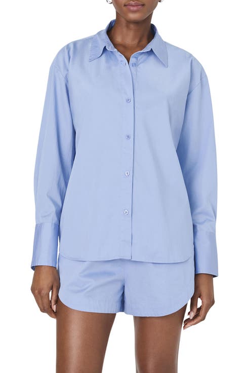 Alexis Oversize Crossover Cotton Button-Up Shirt