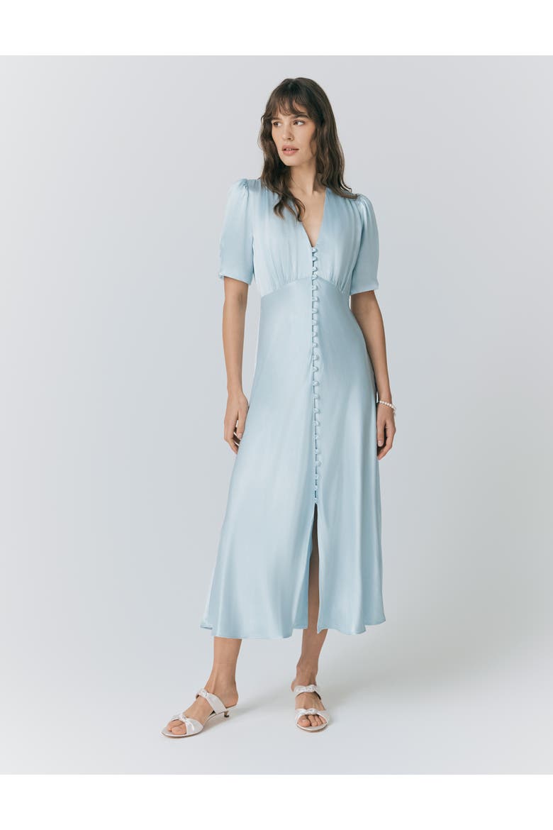 Madison Satin Midi Dress, Main, color, Light Blue