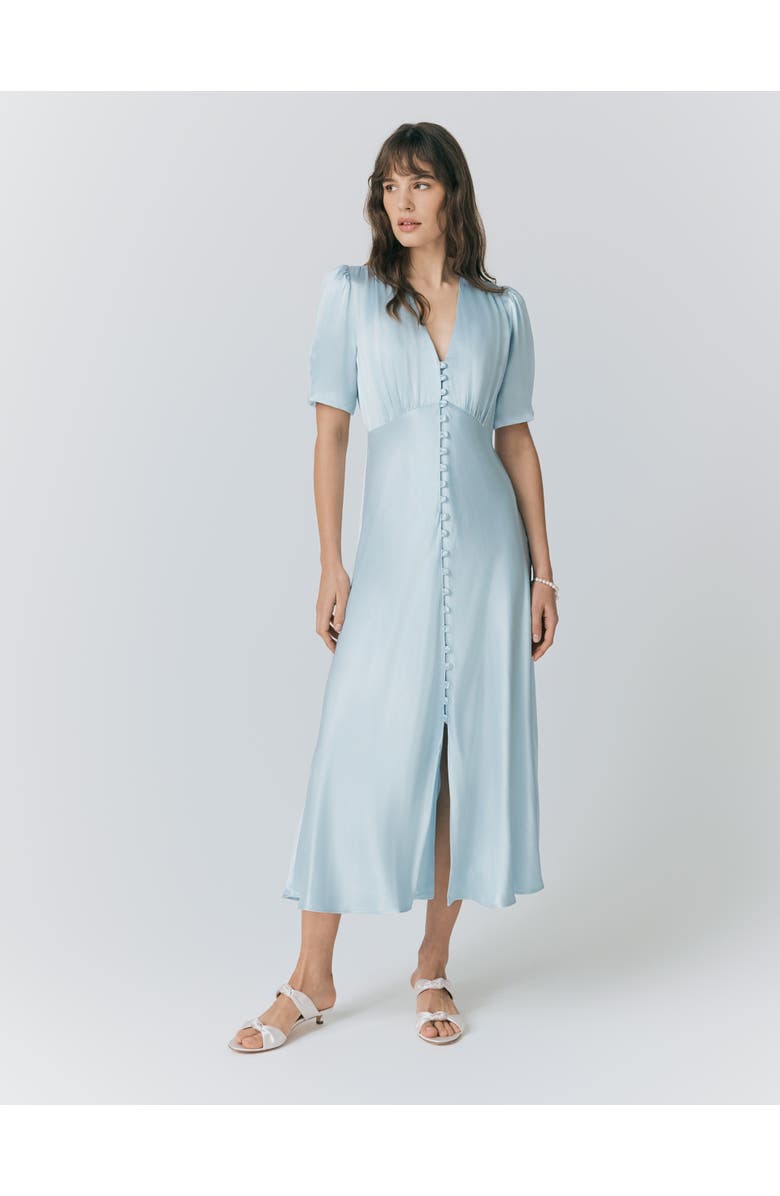 Ghost London Madison Satin Midi Dress, Main, color, Light Blue