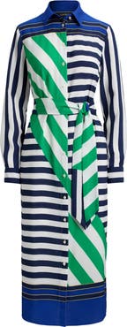 Lauren Ralph Lauren Stripe Tie Waist Midi Shirtdress