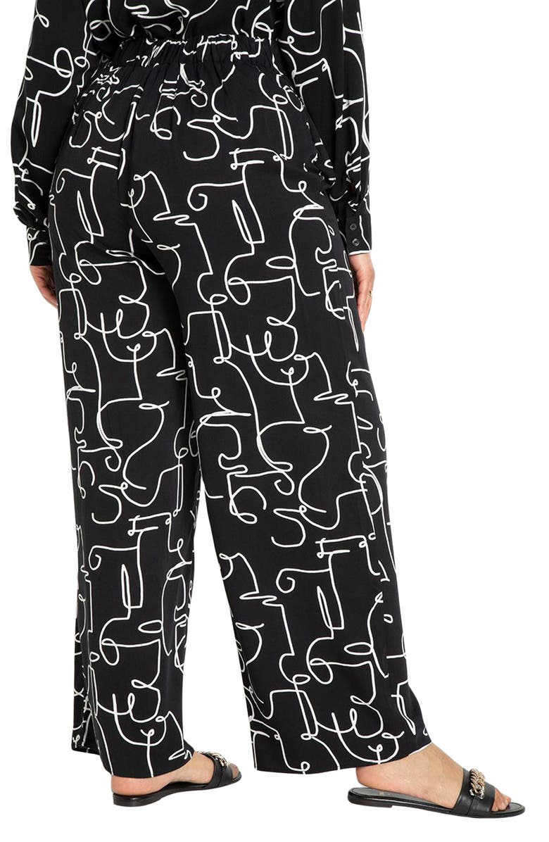ELOQUII Doodle Print Pull-On Wide Leg Pants, Alternate, color, 