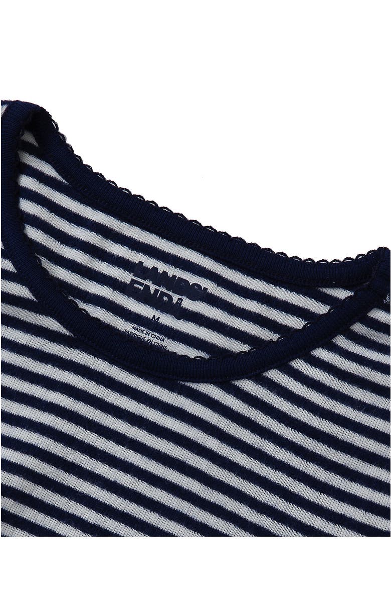 Lands' End Girls Short Sleeve Pointelle Knit Tee, Alternate, color, Navy/White Stripe
