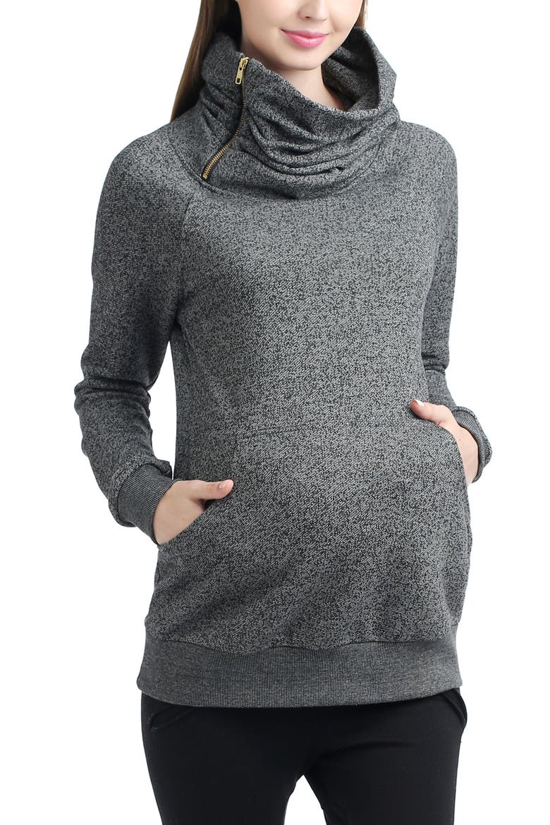 Thea Gathered Maternity Sweatshirt, Main, color, Gray