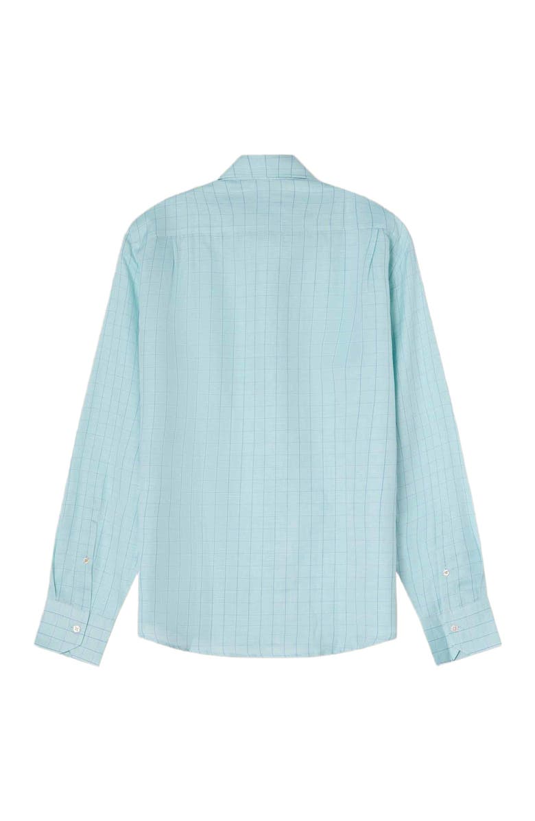 Robert Talbott Reynolds Blue Windowpane Cotton Linen Blend Shirt in Contemporary fit, Alternate, color, Green