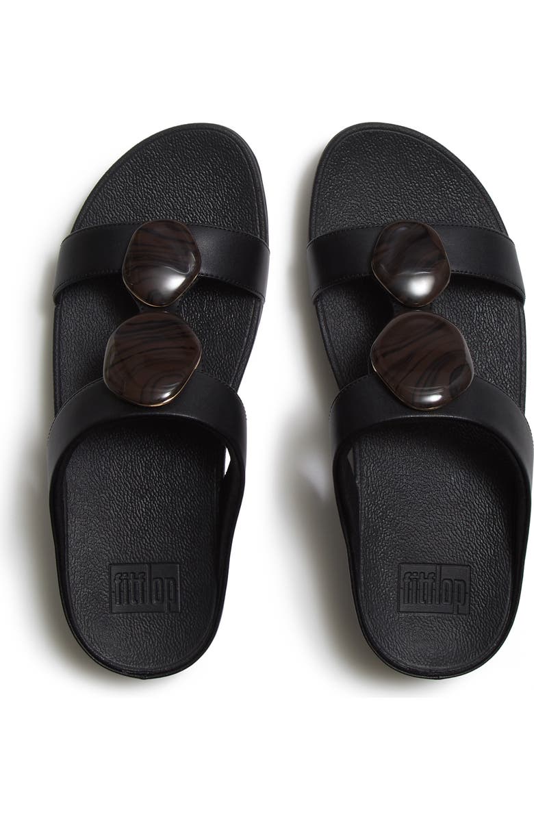 FitFlop Fino Marbled-Stone Slides, Alternate, color, Black