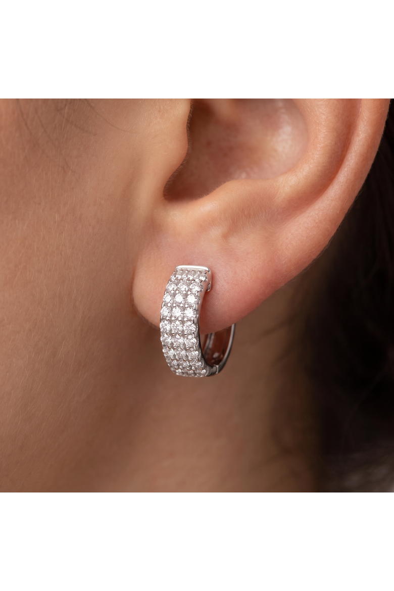 1/2 Ct Diamond  Hoops Women's Earrings Silver Lab Grown, Alternate, color, Silver