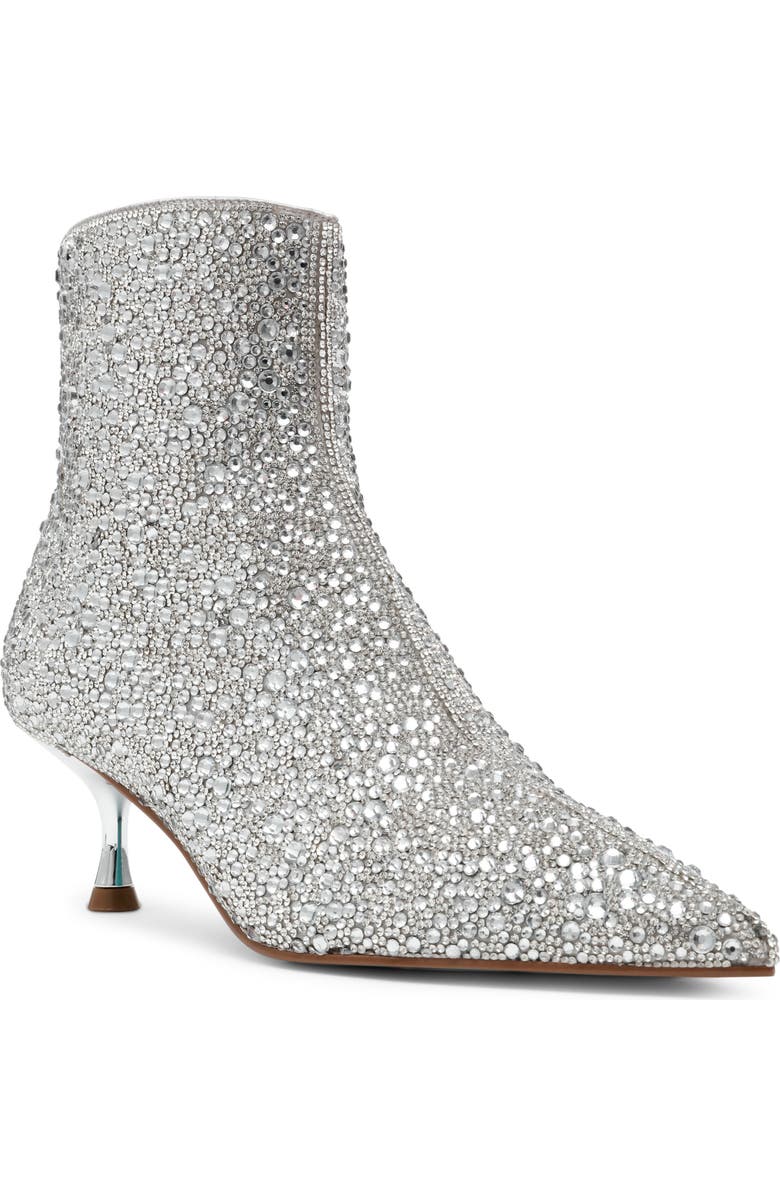 Betsey Johnson Ash Embellished Pointed Toe Kitten Heel Bootie, Main, color,