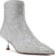 Betsey Johnson Ash Embellished Pointed Toe Kitten Heel Bootie