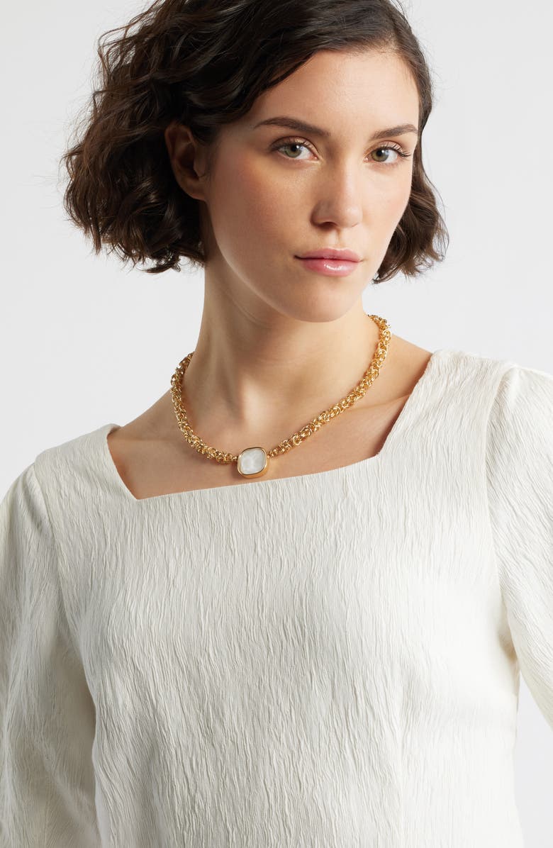 Nordstrom Faceted Stone Pendant Necklace, Alternate, color, White- Gold