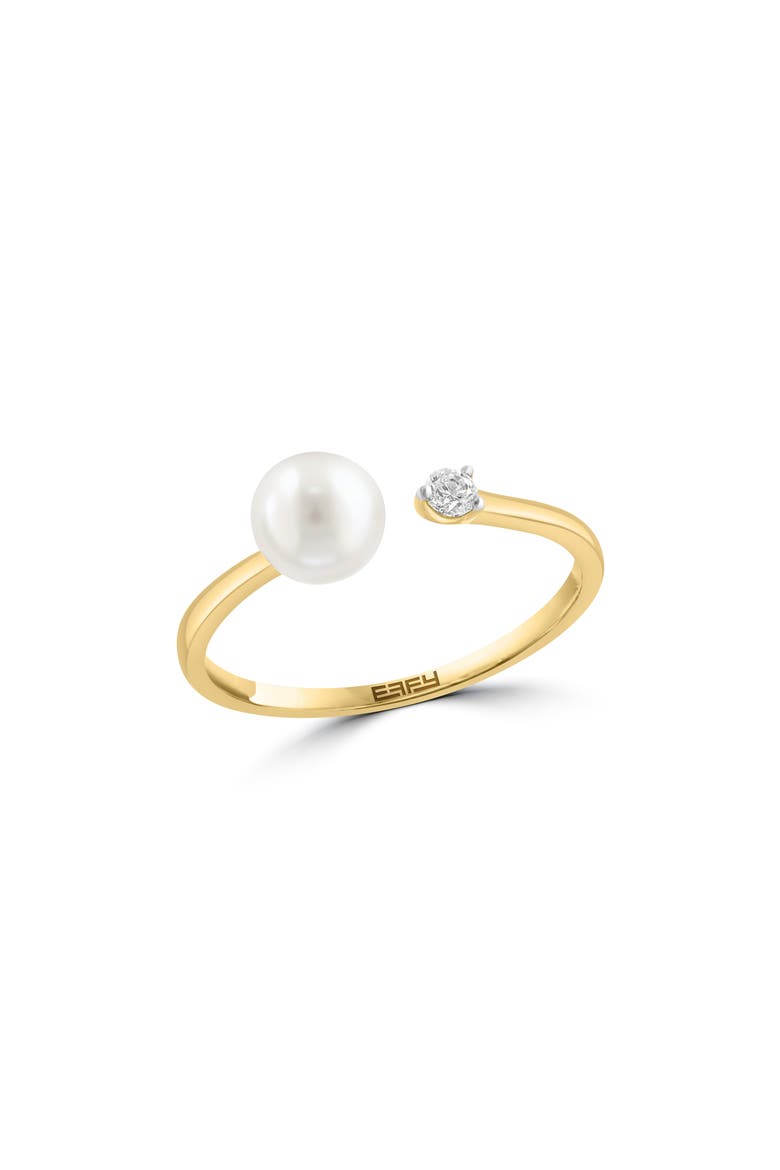 Akoya Pearl & Diamond Split Band Ring, Main, color, WHITE
