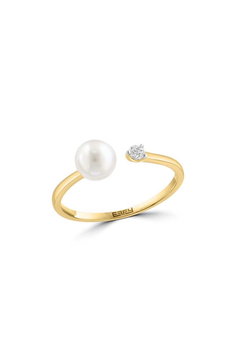 EFFY Akoya Pearl & Diamond Split Band Ring, Main, color, White