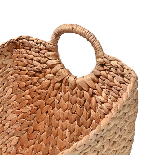 Happimess Nellie Farmhouse Classic Handwoven Hyacinth Storage Boat Baskets With Handles, In Natural