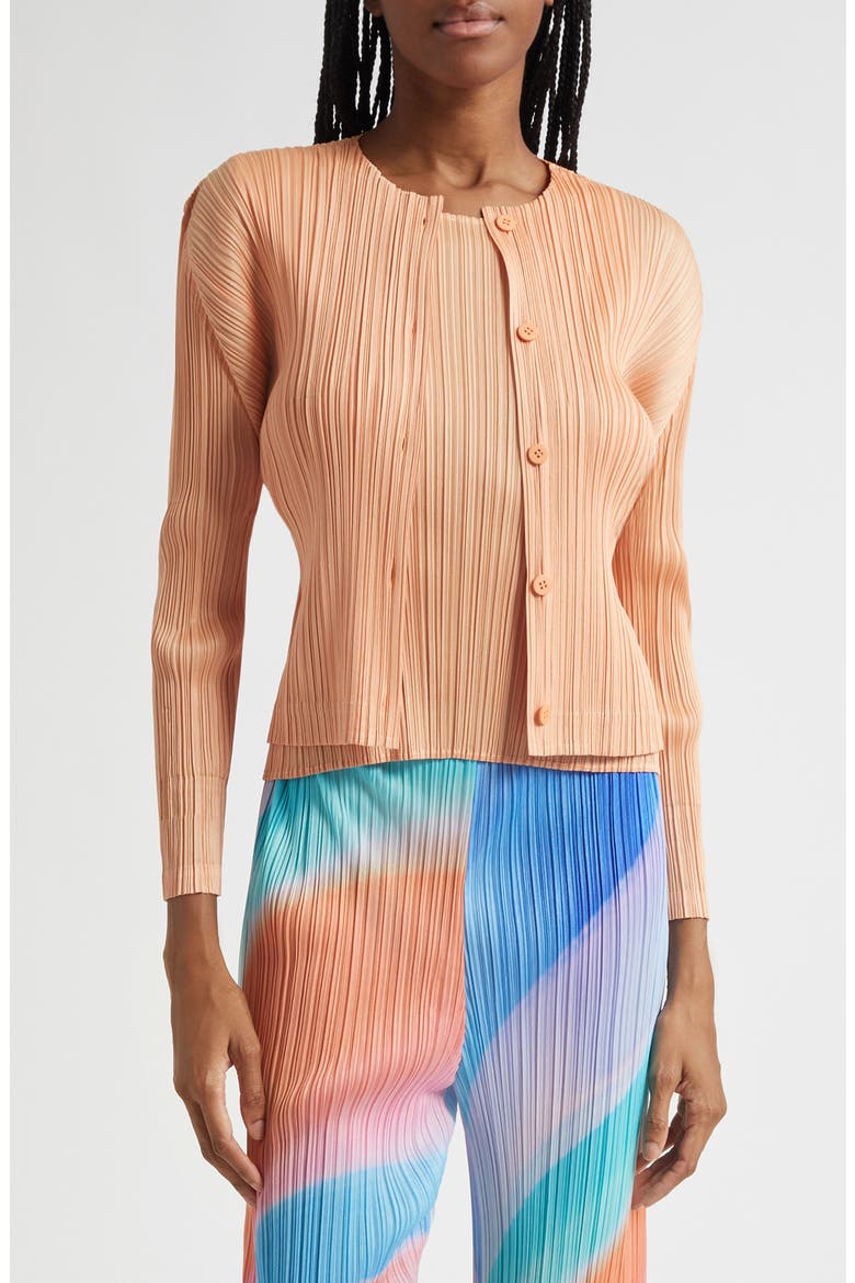 トップス yoke Pleated Knit Cardigan Monthly Colors August Pleated Cardigan (Women) | Nordstrom