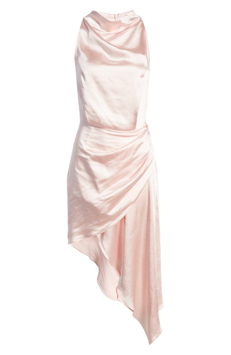 Elliatt Alaia Asymmetric Satin Cocktail Dress, Alternate, color, 