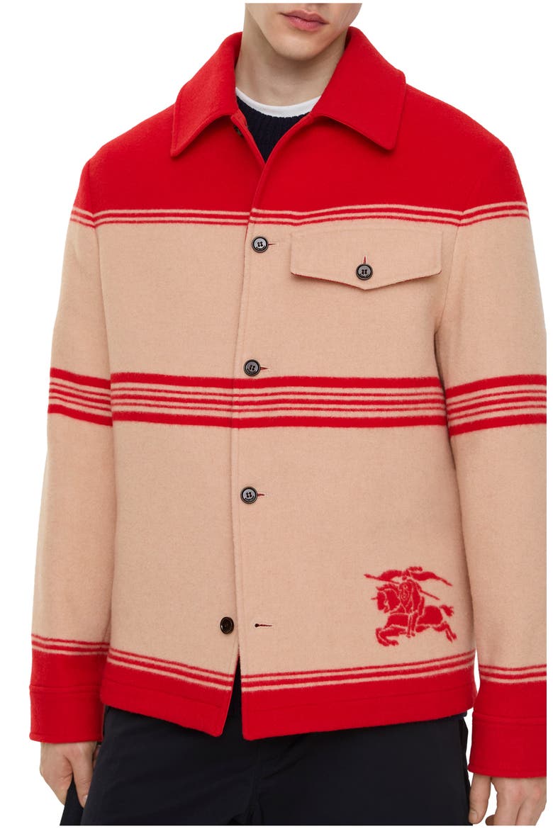 Striped Wool Nylon Jacket, Main, color, Crayon red