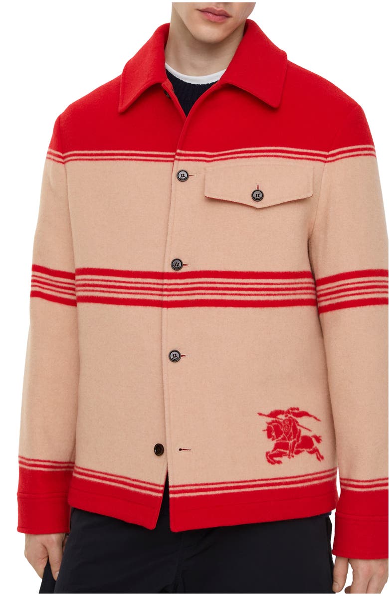 Burberry Striped Wool Nylon Jacket, Main, color, Crayon Red