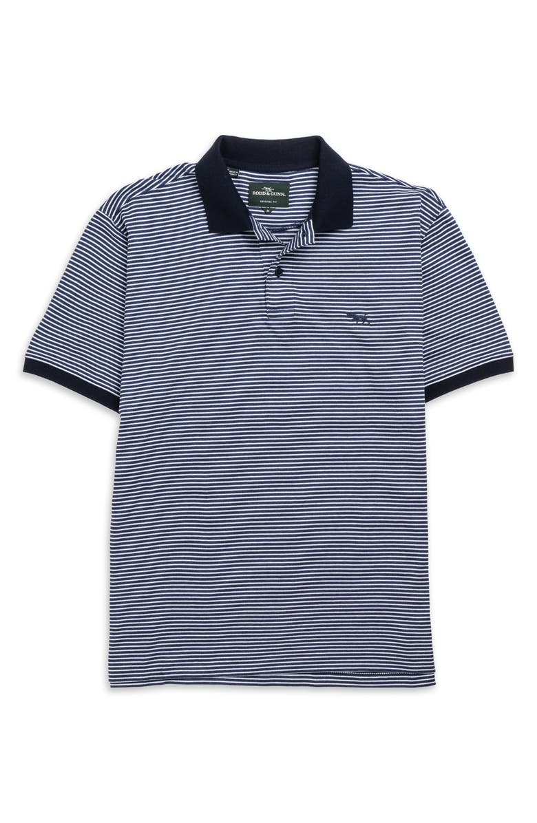 Rodd & Gunn Wye Creek Stripe Cotton Jacquard Polo, Alternate, color, Midnight