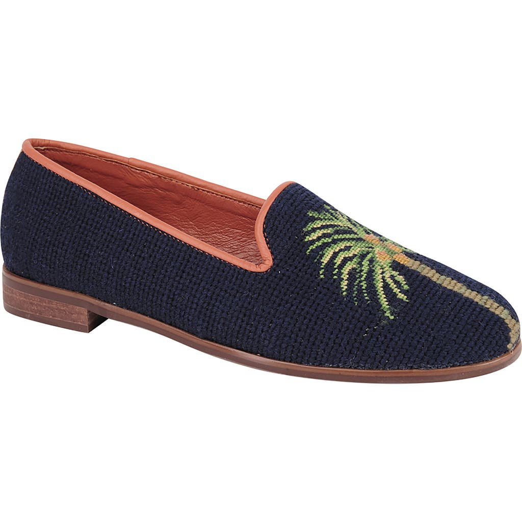 ByPaige BY PAIGE Needlepoint Palm Tree Flat in Navy  product