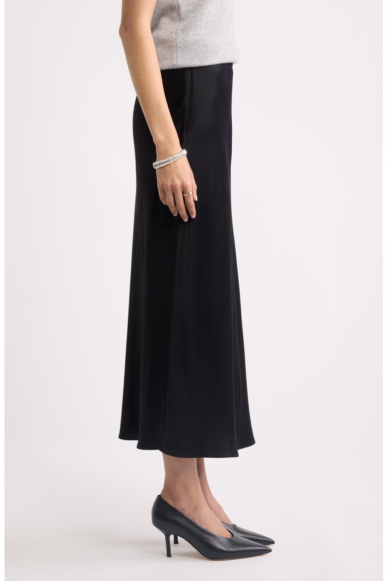 Bias Cut Satin Maxi Skirt, Alternate, color, BLACK