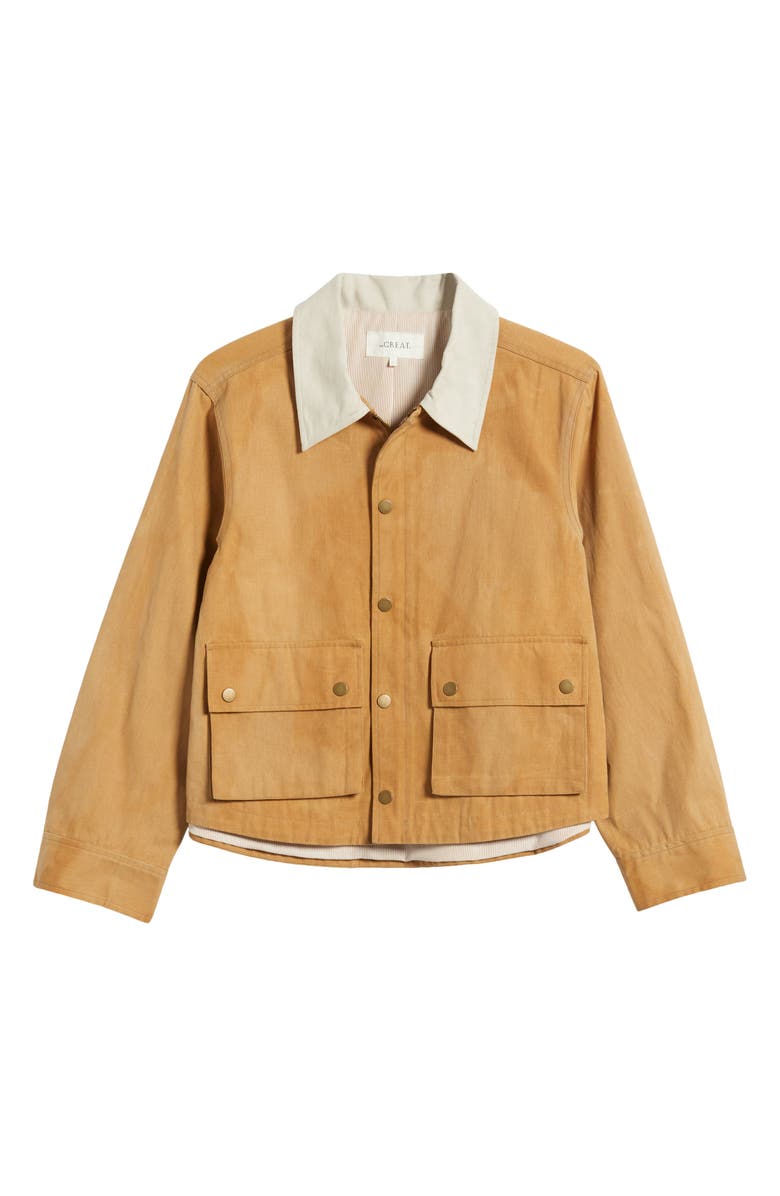 THE GREAT. The Waxed Swingy Cotton Canvas Jacket, Alternate, color, 