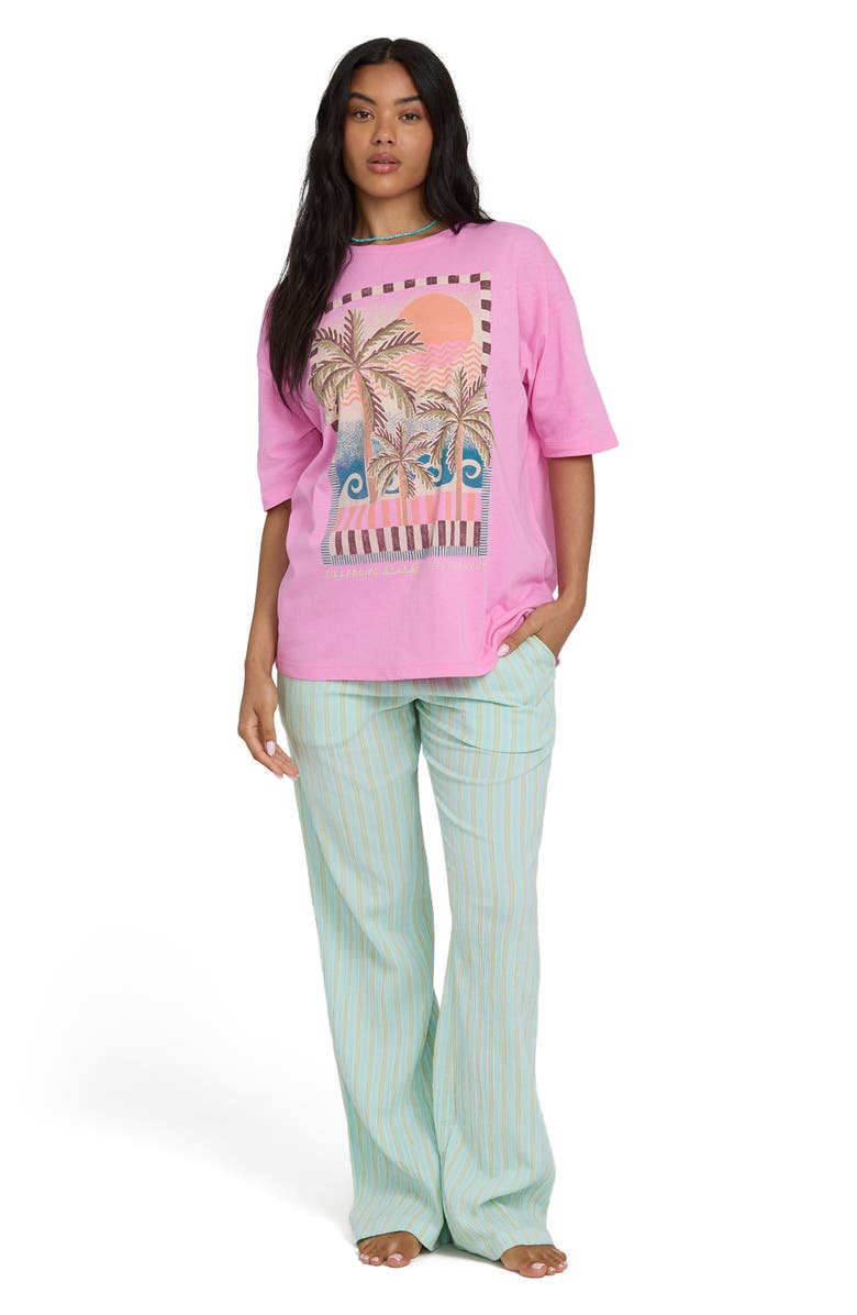 Billabong New Waves 2 Stripe Smock Waist Cotton Gauze Pants, Alternate, color, Clearwater