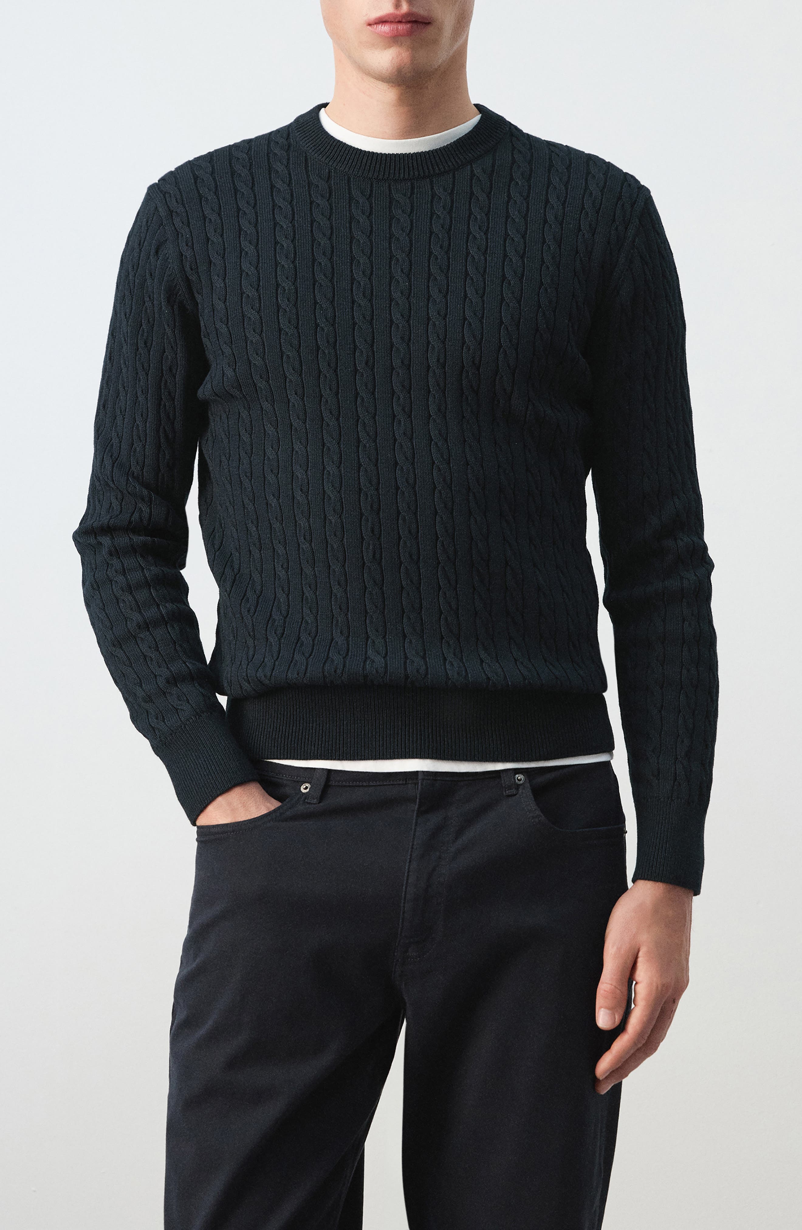 Crewneck Cable Stitch Sweater - image 5