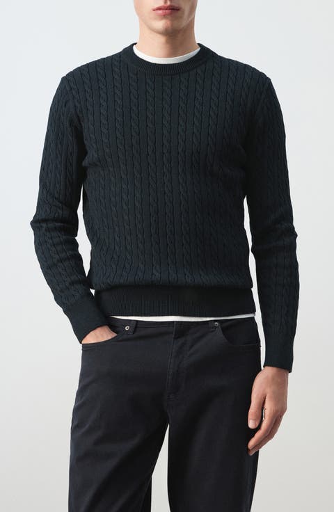 Crewneck Cable Stitch Sweater