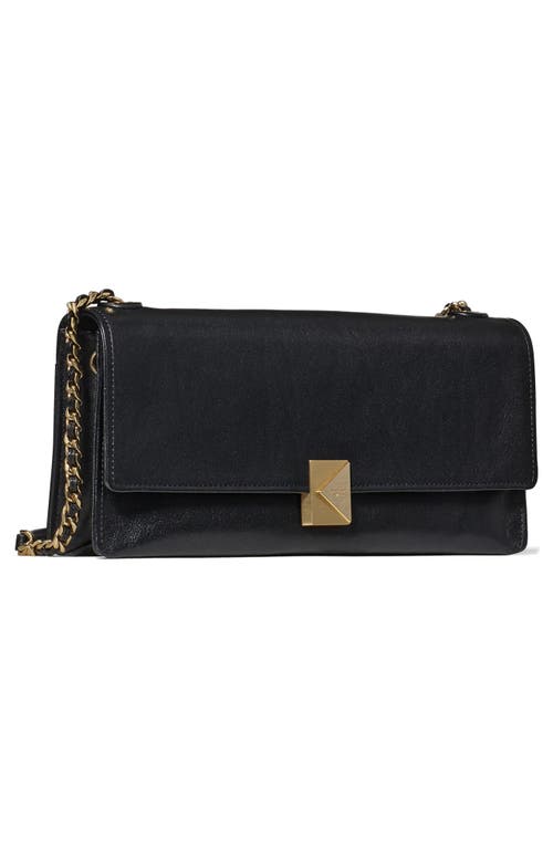 Kate Spade New York Deco Fine Grain Leather Convertible Chain Shoulder Bag In Black