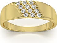 Bliss Diamond 1/5Ct Multi Row Men's Diamond Polished Gold Lightweigt Ring