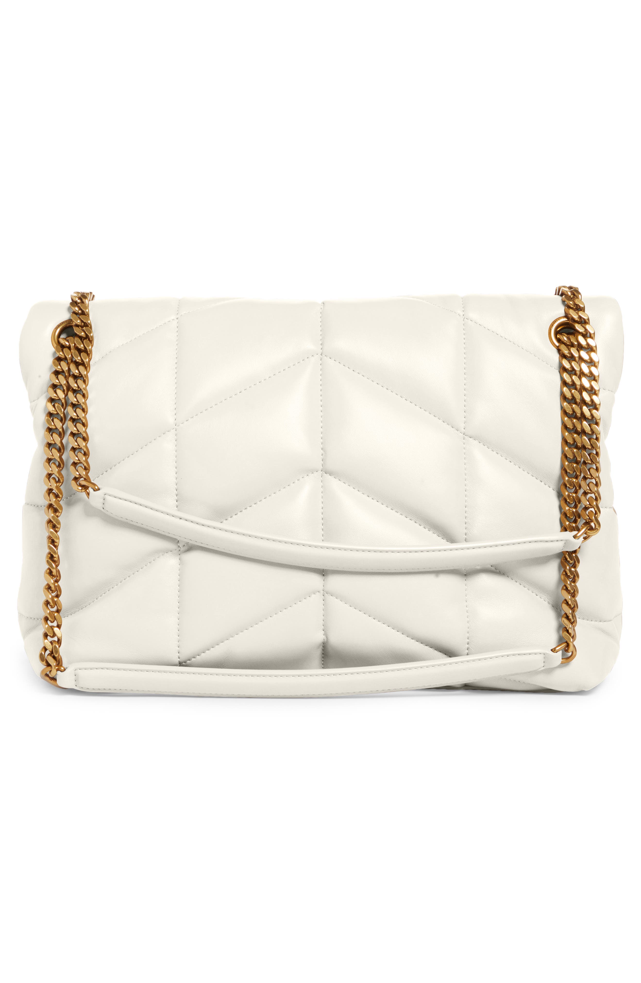 Saint Laurent Medium Loulou Puffer Quilted Leather Crossbody Bag, Alternate, color, Crema Soft